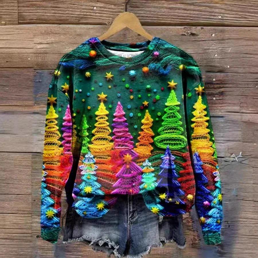 Women's Versatile Christmas 3D Digital Print Sweatshirt