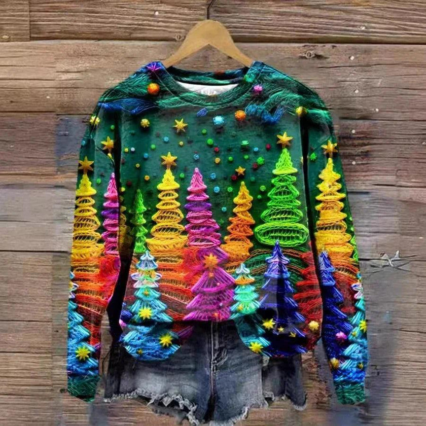 Women's Versatile Christmas 3D Digital Print Sweatshirt