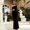 One shoulder cutout Banquet Sheath Velvet Evening Cocktail dress