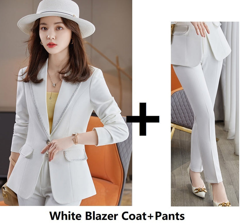 Women's Business Casual Suit Set – Blazer Jacket, 4 Colors, S–4XL (Canada & USA)