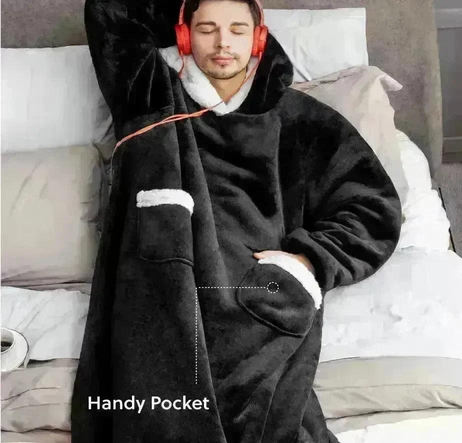 Oversized Fleece Hoodie Blanket with Pockets, Multiple Colours | Short–150 cm