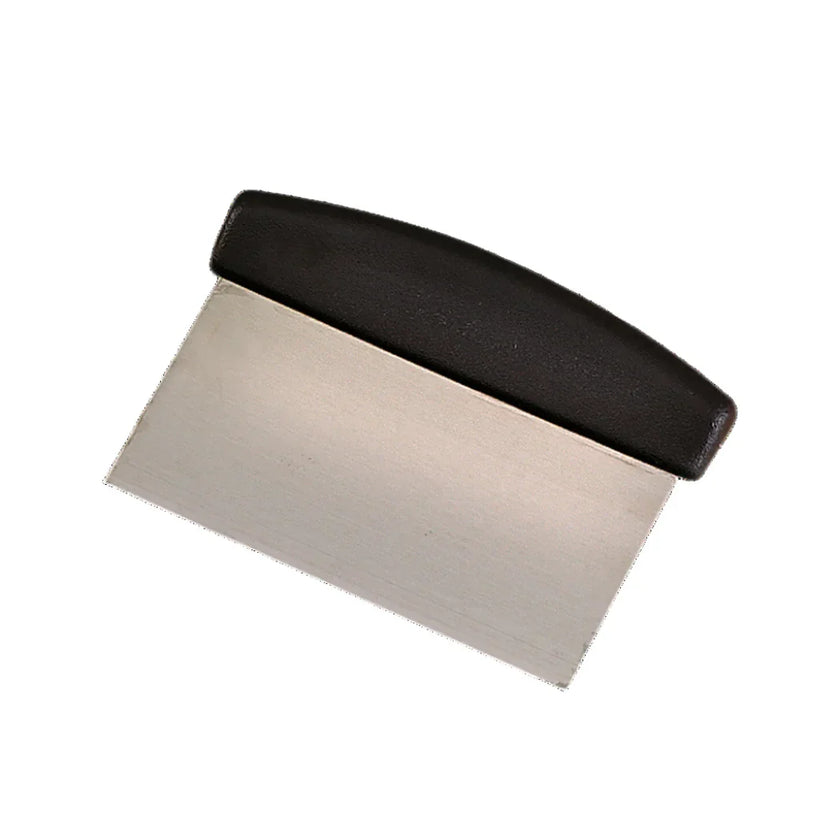 Racloir à pâte en acier inoxydable (manche en plastique noir)