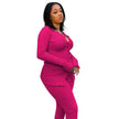 New Fashion Women Casual Slim fit Long sleeve Button down Athleisure wear 2pcs Outfit set