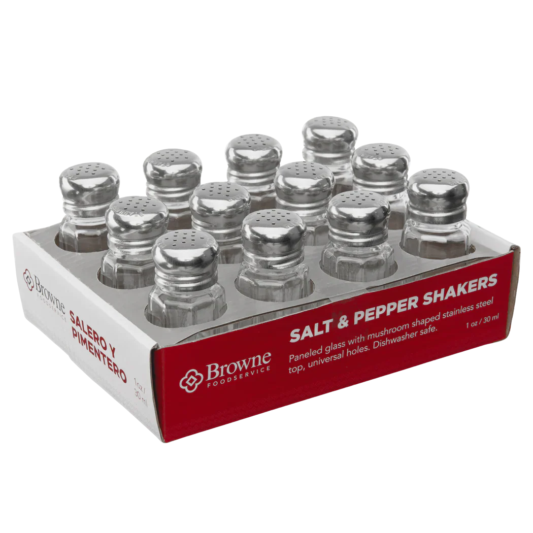 Browne - Salt & Pepper Shaker, Mushroom Top, 1oz/29ml, 3x1.6