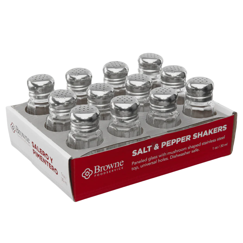 Browne - Salt & Pepper Shaker, Mushroom Top, 1oz/29ml, 3x1.6