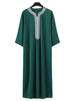 Traditional Arab Thobe for Men, Muslim Long Robe Middle Eastern Style