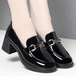 Women's Metal Buckle Chunky Heel Loafers for Smart Casual and Office Wear