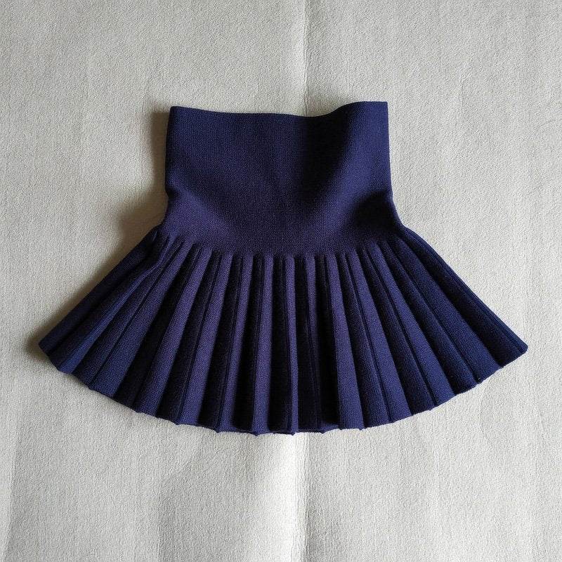 Girls Autumn Clothing Knitted Skirt High Waist Pleated Mini Skirt
