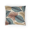 Tropical Leaf Woven Pillow | Blue Teal Rust Decorative Throw Pillow