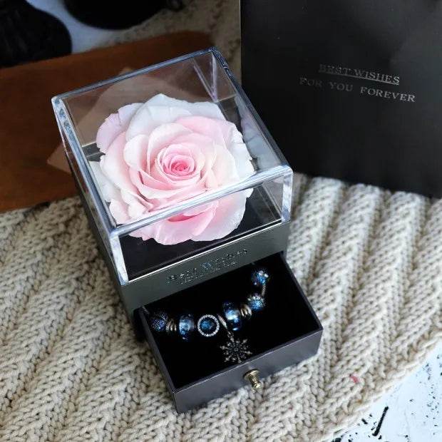 Eternal Flower Rose Jewelry Box for Birthday Presents Valentines Day Wedding Gift Box