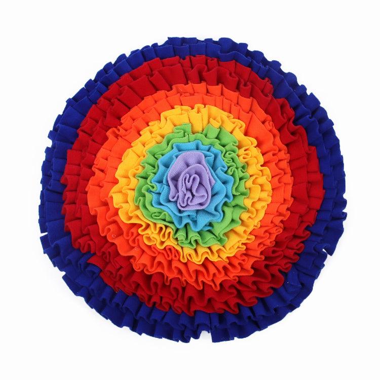 Rainbow Dog Snuffle Mat – Interactive Nose Work Puzzle Toy for Slow Feeding & Mental Enrichment