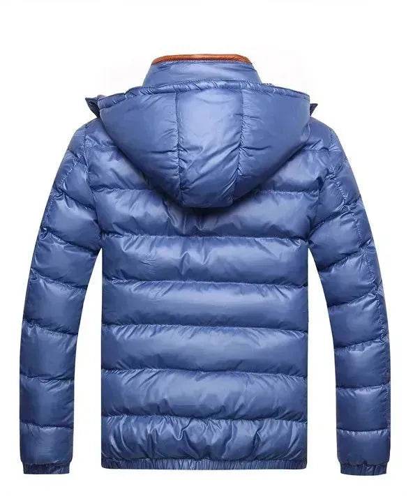 Winter leather Puffer coat for men Hooded padded Winter jacket for men