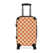 Retro Checkerboard Carry-On Suitcase — Vintage Orange Travel Luggage