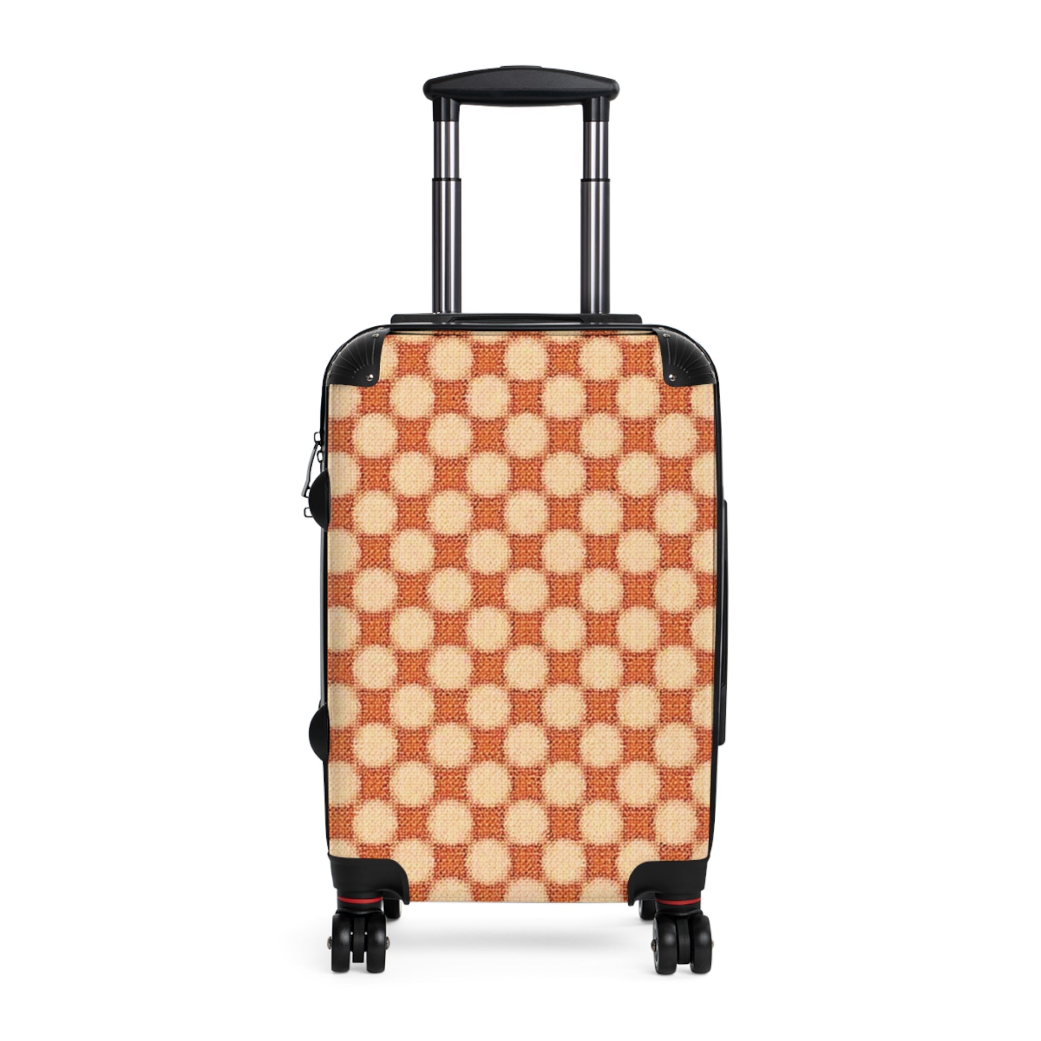 Retro Checkerboard Carry-On Suitcase — Vintage Orange Travel Luggage