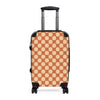 Retro Checkerboard Carry-On Suitcase — Vintage Orange Travel Luggage