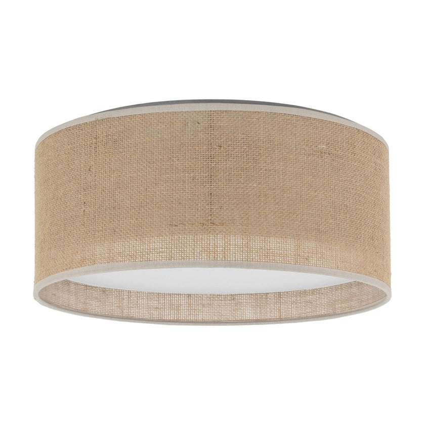 JUTE Natural Flush Mount Ceiling Light for Bedroom, Hallway & Living Room