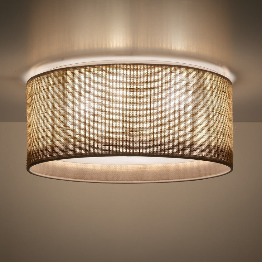 JUTE Natural Flush Mount Ceiling Light for Bedroom, Hallway & Living Room
