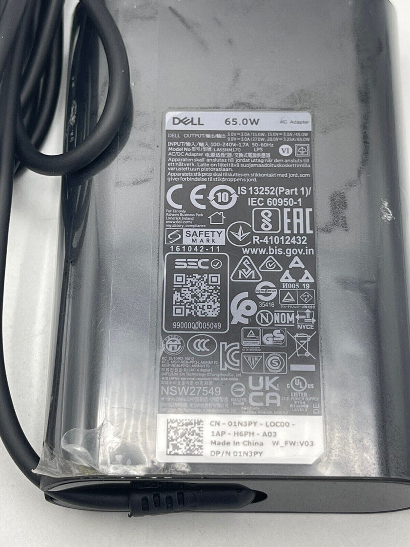 Genuine Dell 65W TypeC USBC Power Adapter Charger 2YK0F LA65NM170