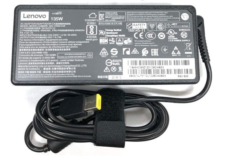 Lenovo Charger 135W 20V 6.75A Slim Flat Tip ADL135NDC3A (888015027) AC Adapter