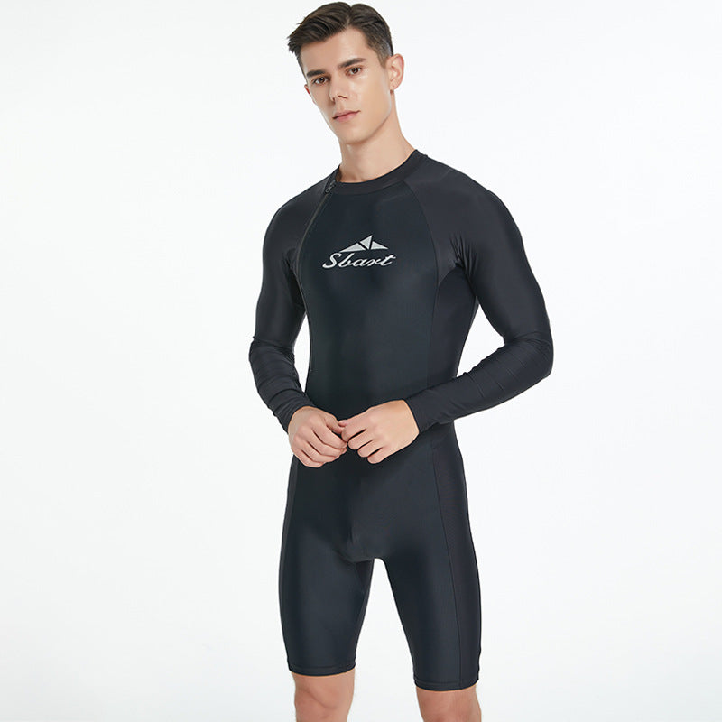 Men's One-Piece Long Sleeve Swimsuit | Sun Protection Quick-Dry Lycra Canada