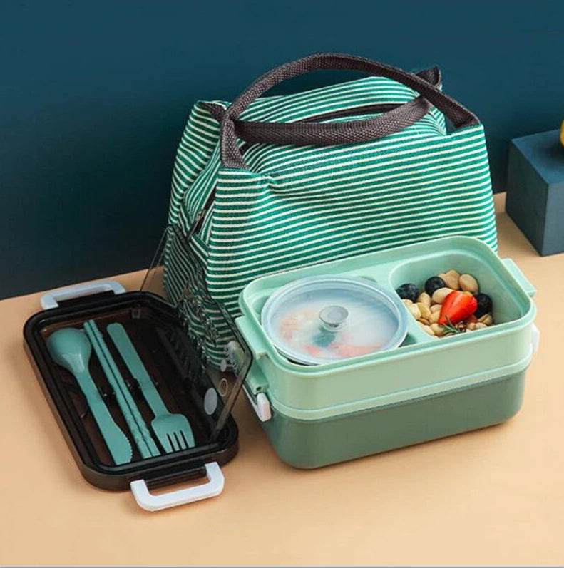 Insulated Stainless Steel Double-Layer Lunch Box for Work & School