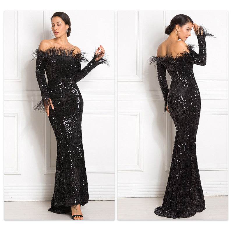 Off shoulder sequins Mermaid Formal Party dress