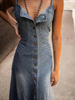 Ins Women's Summer Vintage Denim Large Swing Dress Denim Dress outfit