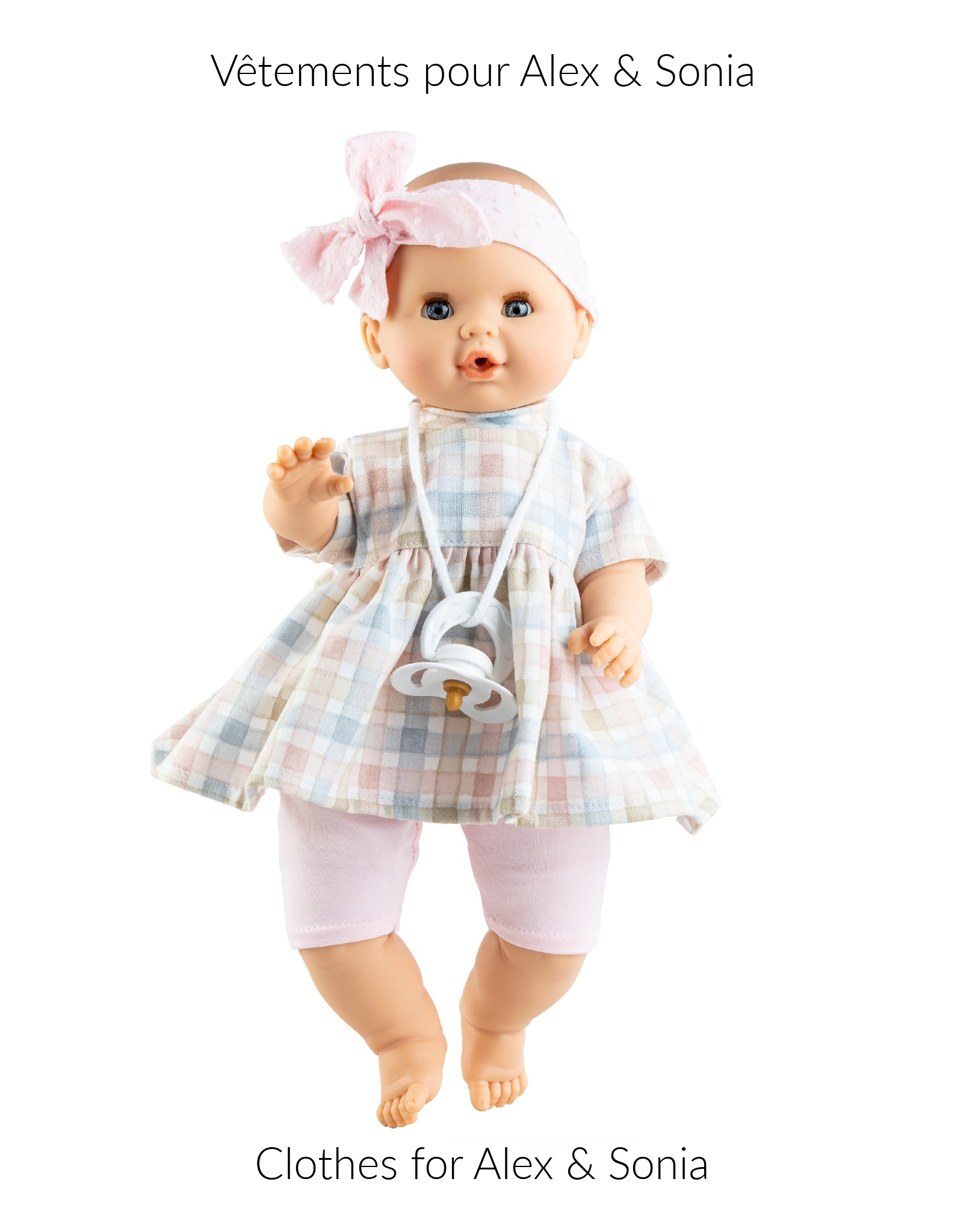 Clothing for Los Manus - Pastel check dress, shorts and pink headband - Paola Reina