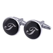 Men's Black Round Enamel Initial Letter Cufflinks – Brass & Crystal Formal Cufflinks A–Y | Canada & USA