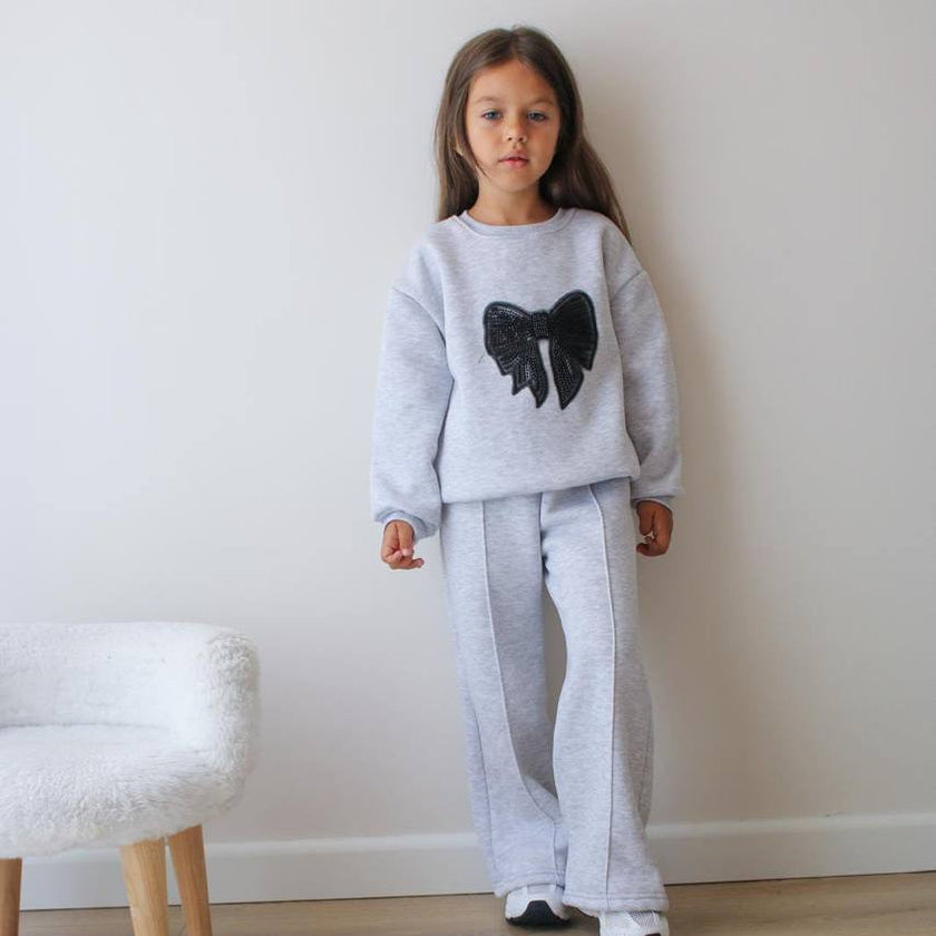 Black Bow Girls Casual Set