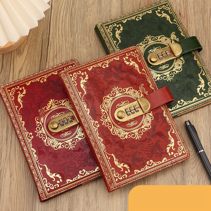 A5 Vintage Password Diary With Lock – Imitation Leather Journal