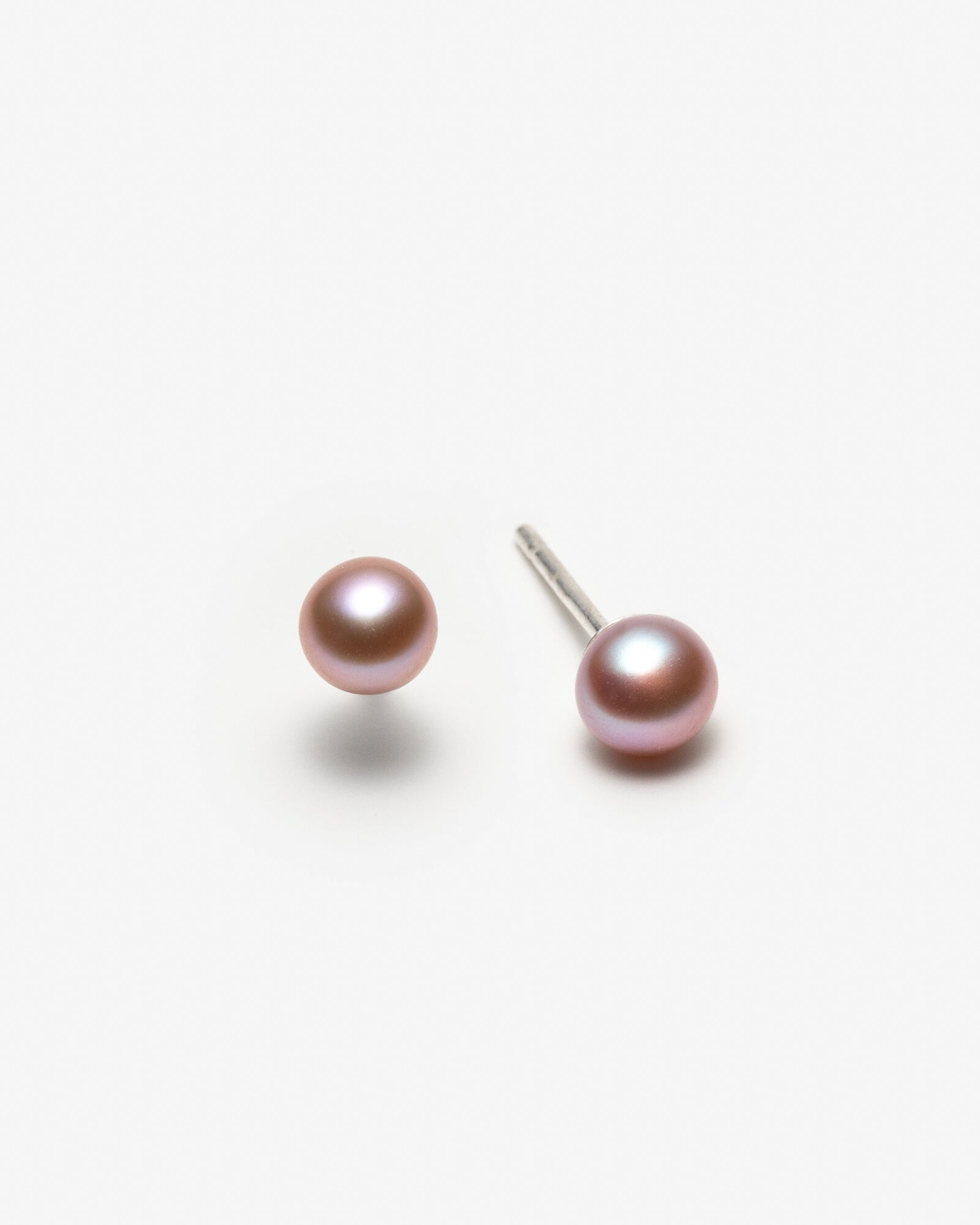 Boucles d'oreilles avec grosses perles roses sur tiges en argent 925 - 7 mm