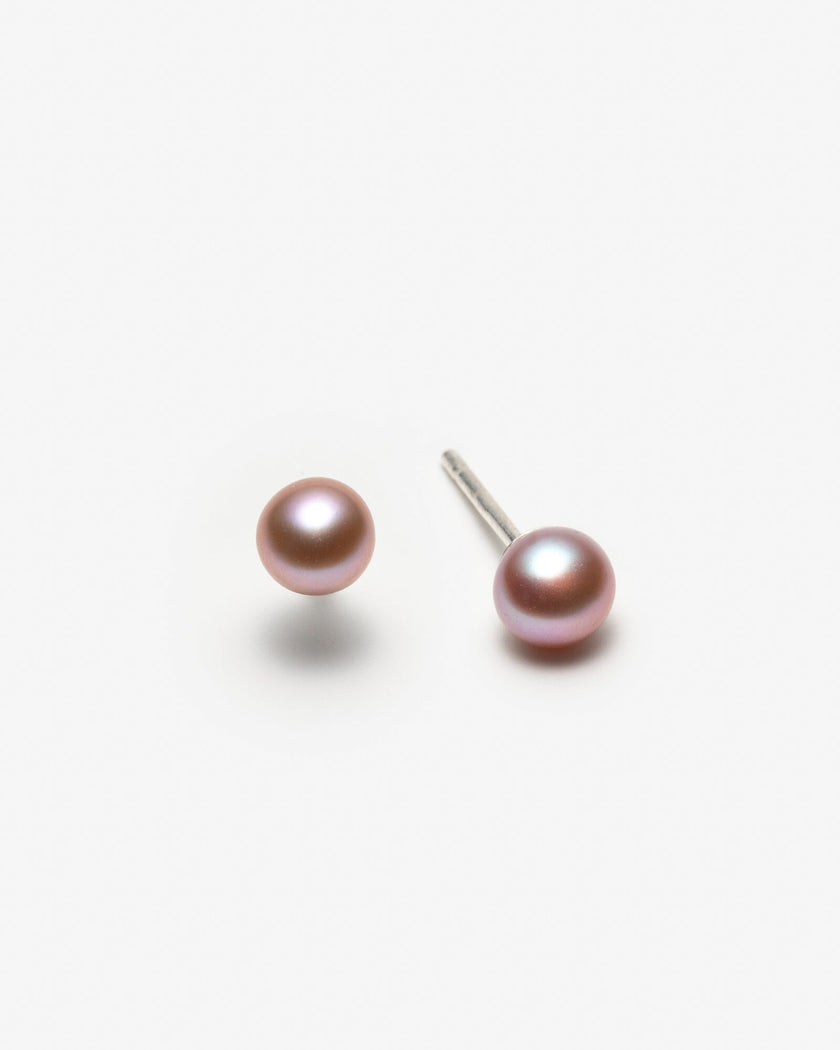 Boucles d'oreilles avec grosses perles roses sur tiges en argent 925 - 7 mm