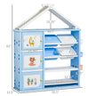 Qaba Kids Toy Storage Organiser, 3 Cabinets, 4 Bins, Bookshelf, ASTM Certified, Ages 3-8, Blue