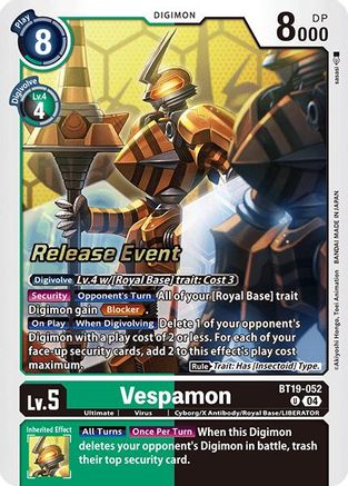 Vespamon (BT19-052) - Release Special Booster 2.0 Celebration Event Cards Foil