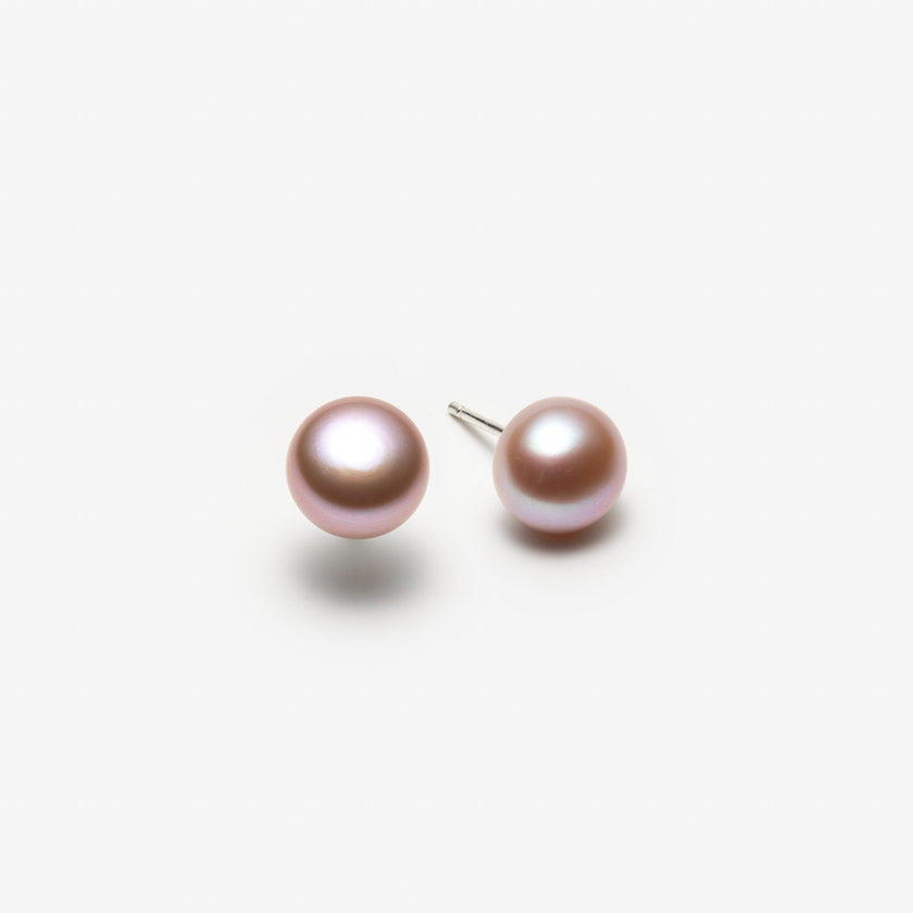 Grosses perles roses en boucles d'oreilles - 9 mm