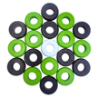 32 Lime Green and Walnut Carrom / Pichenotte Rings - (Lime Green / Walnut / Natural / Black / White) - Anneaux De Pichenottes - Game Accessories / Accessoires De Jeu