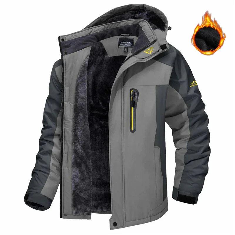 Winter Hooded Jacket Fashion Casual Warm Fleece Coat Windproof Rainproof Parka Windbreaker Men's Top