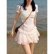 Sweet Girl Lolita High Waist Slimming Flounce Chiffon layered Mini Lace Skirt