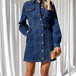 Fashion Casual Button Denim Dress Women