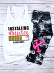 Installing Muscles Please Wait Racerback Tank Top