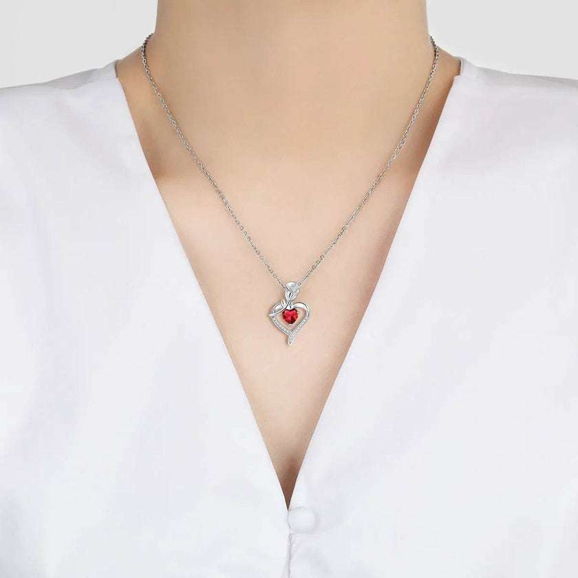 Rose Heart-shaped Necklace With Rhinestones Fashion Everlasting Flower Love Necklace For Women Valentine's Day Gift
