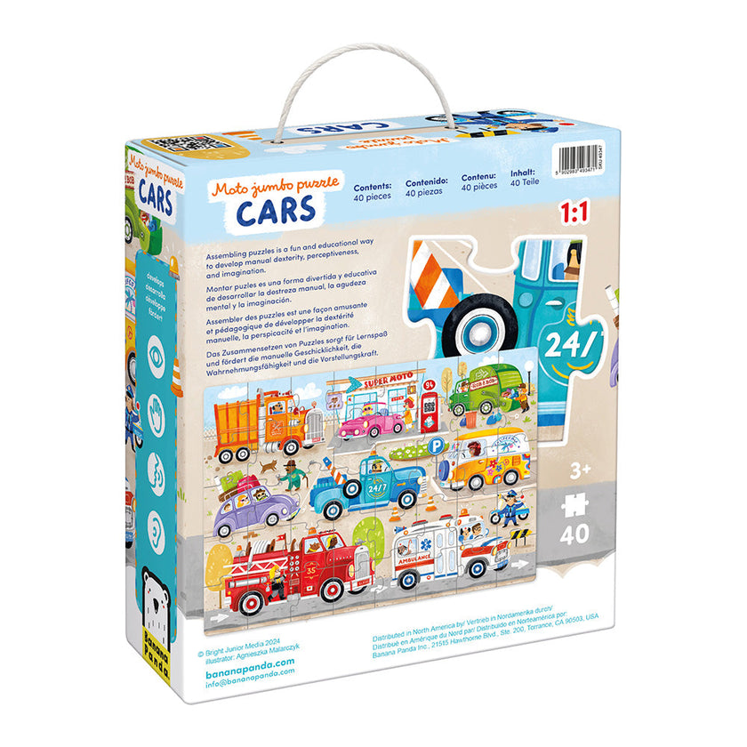 BANANA PANDA - MOTO JUMBO - 40pc PUZZLE CARS (3+)