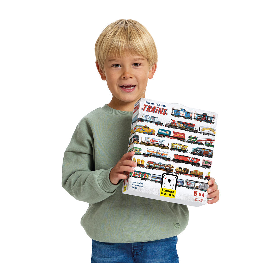 BANANA PANDA - MIX and MATCH - TRAINS 54pc PUZZLE (5+)