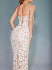 White Lace Wedding Dinner Party Cocktail Bodycon Spaghetti Strap Split Long Dress