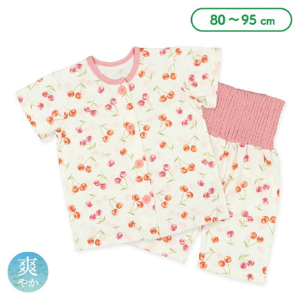 西松屋 腹巻付き前開き半袖パジャマ（チェリー総柄） 正規品