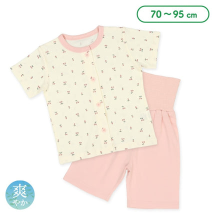 西松屋 腹巻付き前開き半袖パジャマ（チェリー） 正規品