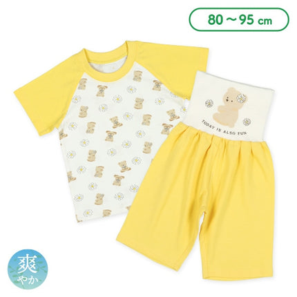 西松屋 腹巻付きラグラン半袖パジャマ（花飾り・くま） 正規品