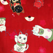 [Pre-Order] Girls' Jinbei Set: Lucky Cat - Red 2-Piece Set (Textured Cotton) (Save 50% in January)