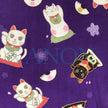 [Pre-Order] Girls' Jinbei Set: Lucky Cat - Purple 2-Piece Set (Textured Cotton) (Save 50% in January)